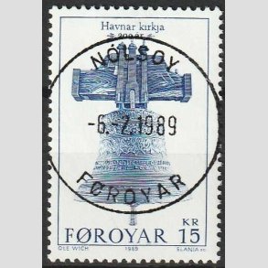 FRIM�RKER F�R�ERNE | 1989 - AFA 175 - Thorshavns Kirke 200 �r. - 15 kr. bl� - Lux Stemplet