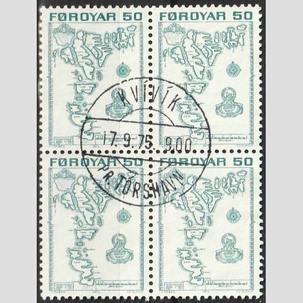 FRIMRKER FRERNE | 1975 | AFA 2 | Brugsudgave - 10 re grn/bl i 4-blok - Lux Stemplet