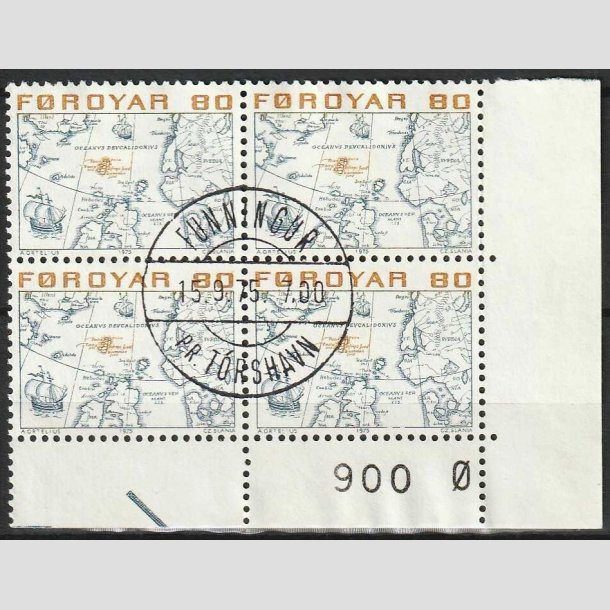 FRIMRKER FRERNE | 1975 | AFA 6 | Brugsudgave - 80 re gul/brun/bl i 4-blok - Lux Stemplet