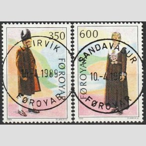 FRIM�RKER F�R�ERNE | 1989 - AFA 176,177 - F�r�ske folkedragter - 350 + 600 �re flerfarvet - Lux Stemplet