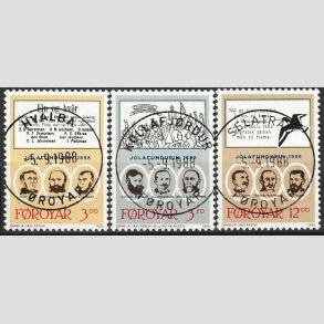 FRIM�RKER F�R�ERNE | 1988 - AFA 166-68 - Julem�det i Thorshavn - 3,00 - 12,00 kr. flerfarvet i s�t - Lux Stemplet