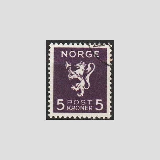 FRIMRKER NORGE | 1940 - AFA 211 - Ny tegning - 5 kr. dybviolet - Stemplet