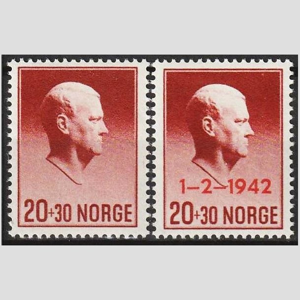 FRIMRKER NORGE | 1942 - AFA 279+280 - Quisling - 20+30 re rdbrun i st - Ubrugt