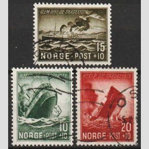FRIM�RKER NORGE | 1944 - AFA 301-303 - Velg�renhedsm�rker - i komplet s�t - Stemplet