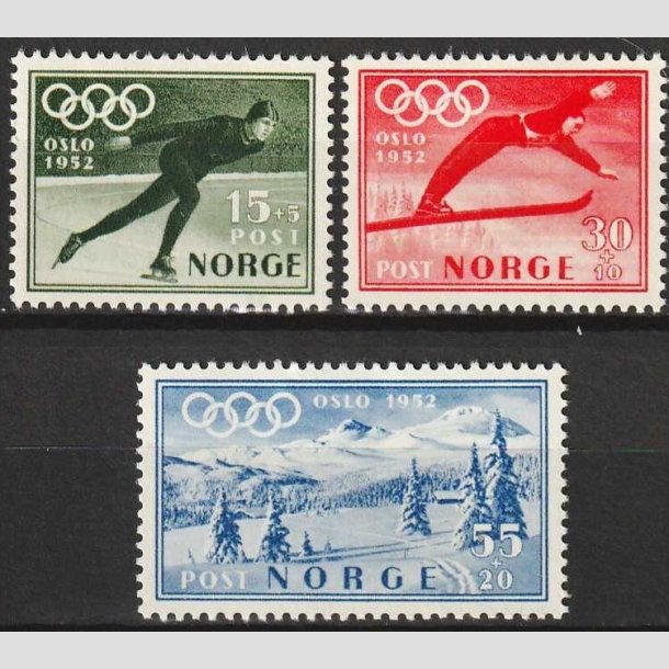 FRIMRKER NORGE | 1951 - AFA 381-83 - Vinter Olympiade - i komplet st - Ubrugt