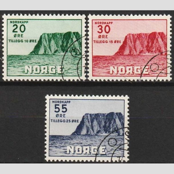 FRIMRKER NORGE | 1953 - AFA 394-96 - Nordkap IV. - i komplet st - Stemplet