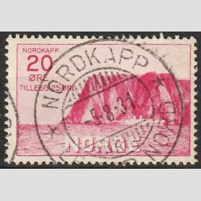 FRIM�RKER NORGE | 1930 - AFA 160 - Nordkap I. - 20+25 �re r�d - P�nt Stemplet