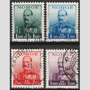 FRIM�RKER NORGE | 1937 - AFA 192-95 - Kong Haakon - i s�t - Stemplet