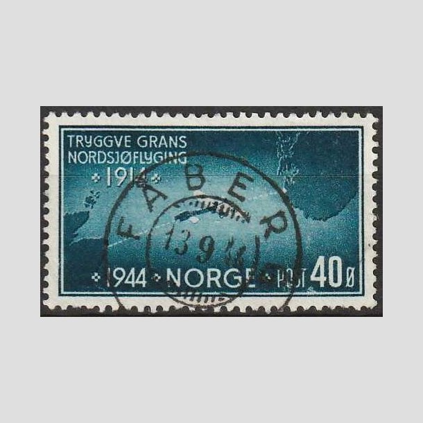 FRIMRKER NORGE | 1944 - AFA 304 - Tryggve Grans flyvning. - 40 re preussisk bl - Lux Stemplet