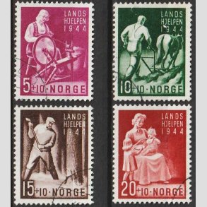 FRIM�RKER NORGE | 1944 - AFA 305-08 - Landshj�lp II. - i komplet s�t - Stemplet