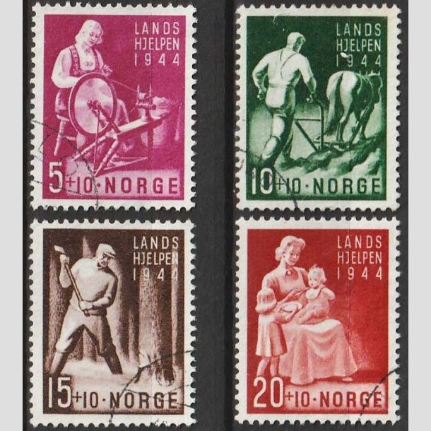 FRIMRKER NORGE | 1944 - AFA 305-08 - Landshjlp II. - i komplet st - Stemplet