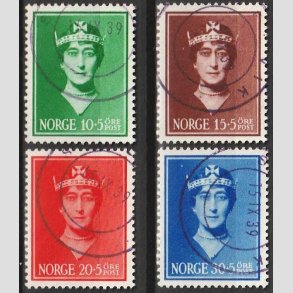 FRIM�RKER NORGE | 1939 - AFA 204-07 - Dronning Maud s�rgeudgave.  - i komplet s�t - Stemplet