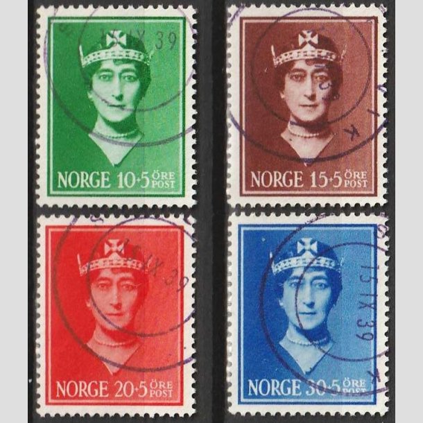 FRIMRKER NORGE | 1939 - AFA 204-07 - Dronning Maud srgeudgave.  - i komplet st - Stemplet