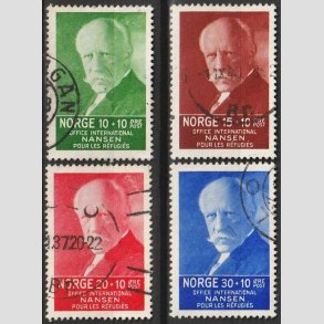 FRIM�RKER NORGE | 1936 - AFA 172-75 - Nansen I. - i komplet s�t - Stemplet