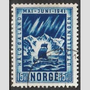 FRIM�RKER NORGE | 1941 - AFA 225 - H�logaland udstilling. - 15+10 �re m�rkbl� - Stemplet