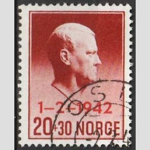 FRIM�RKER NORGE | 1942 - AFA 280 - Quisling 1-2-1942. - 20+30 �re r�dbrun - Stemplet