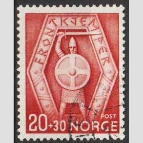 FRIM�RKER NORGE | 1943 - AFA 297 - Frontk�mpere. - 20+30 �re r�d - Stemplet