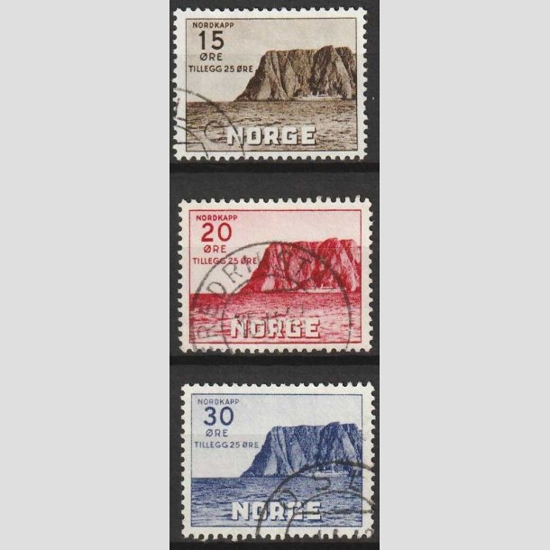 FRIMRKER NORGE | 1943 - AFA 290-92 - Nordkap III. - i komplet st - Stemplet