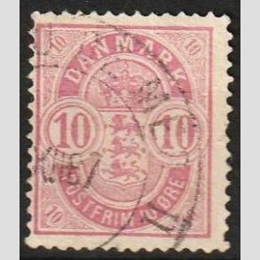 FRIM�RKER DANMARK | 1884-85 - AFA 35a - 10 �re analinrosa - Stemplet