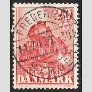 FRIM�RKER DANMARK | 1947 - AFA 303 - Danske jernbane 100 �r - 20 �re r�d - Lux Stemplet Fredericia - Struer
