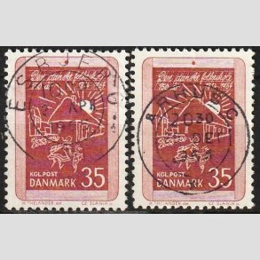 FRIM�RKER DANMARK | 1964 - AFA 423+423F - Skolev�snet 150 �r - 35 �re r�dbrun - Pragt Stemplet 