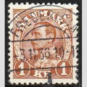 FRIMRKER DANMARK | 1934 - AFA 211x - Chr. X 1 Kr. brun med VARIANT - Lux Stemplet Fredericia