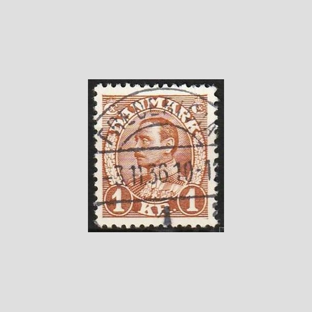 FRIMRKER DANMARK | 1934 - AFA 211x - Chr. X 1 Kr. brun med VARIANT - Lux Stemplet Fredericia