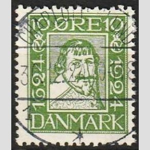 FRIM�RKER DANMARK | 1924 - AFA 134 - Postjubil�um 10 �re gr�n - Lux Stemplet