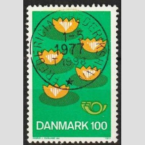 FRIM�RKER DANMARK | 1977 - AFA 631 - F�llesnordisk udgave - 100 �re gr�n/gul/m�rk - Pragt Stemplet