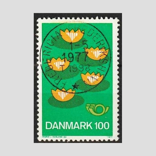 FRIMRKER DANMARK | 1977 - AFA 631 - Fllesnordisk udgave - 100 re grn/gul/mrk - Pragt Stemplet