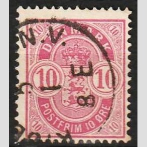FRIM�RKER DANMARK | 1884-85 - AFA 35a - 10 �re analinrosa - Stemplet