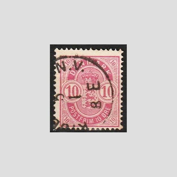 FRIMRKER DANMARK | 1884-85 - AFA 35a - 10 re analinrosa - Stemplet