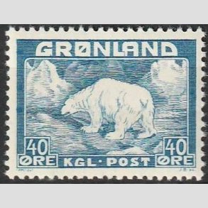 FRIMRKER GRNLAND | 1946 - AFA 27 - Isbjrn - 40 re bl - Postfrisk