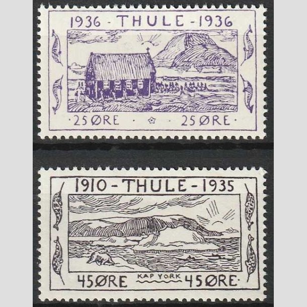 FRIMRKER GRNLAND | 1935-36 - AFA 4+5 - Thule - 25 re + 45 re - Ubrugt