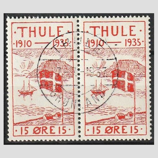 FRIMRKER GRNLAND | 1935-36 - AFA 2 - Thule - 15 re rd i par - Stemplet