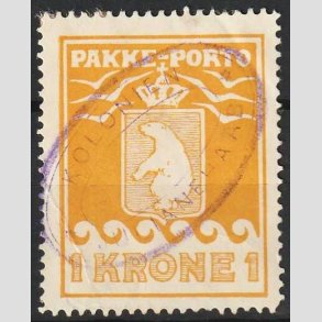 FRIM�RKER GR�NLAND | 1930 - AFA 11 - PAKKEPORTO 1 KR. ORANGE - STEMPLET