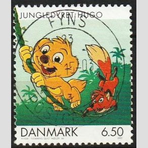 FRIMRKER DANMARK | 2002 - AFA 1309 - Danske tegneserier - 6,50 Kr. Jungledyret Hugo - Pragt Stemplet