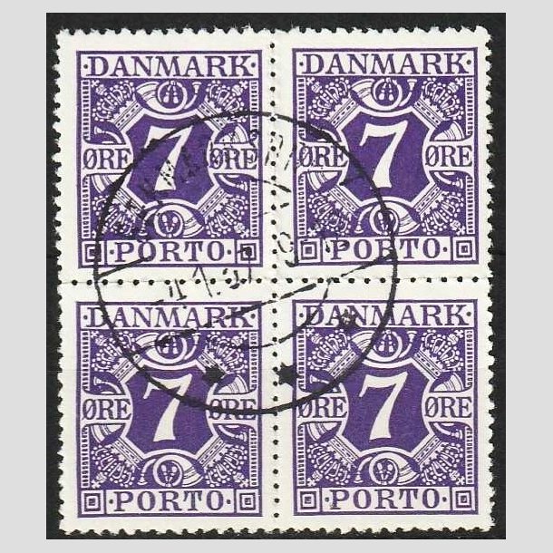 FRIMRKER DANMARK | 1930 - AFA 21 - 7 re violet i 4-blok - Stemplet (AFA kr. 1.600,-)