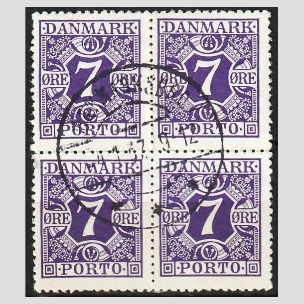 FRIMRKER DANMARK | 1930 - AFA 21 - 7 re violet i 4-blok - Stemplet (AFA kr. 1.600,-)