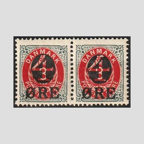 FRIMRKER DANMARK | 1904 - AFA 40x - 4/8 re gr/rd provisorier med VARIANT "hage p 4 tal" i par - Postfrisk