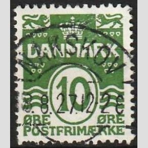 FRIM�RKER DANMARK | 1921-22 - AFA 124 - B�lgelinie 10 �re gr�n - Lux Stemplet Nakskov