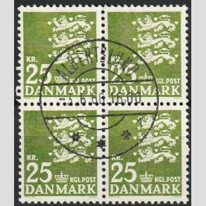 FRIMRKER DANMARK | 1962 - AFA 402 - Rigsvben 25 Kr. grn i 4-blok - Pragt Stemplet Albertslund