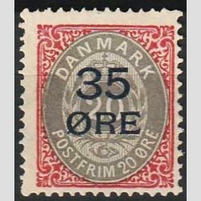 FRIMRKER DANMARK | 1912 - AFA 61 - 35/20 res Provisorier karmin/gr - Ubrugt