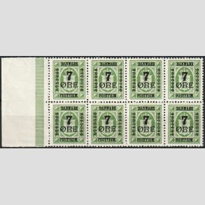 FRIMRKER DANMARK | 1926 - AFA 164 - 7/10 re grn Provisorier i 8-blok med marginalstykke - Postfrisk