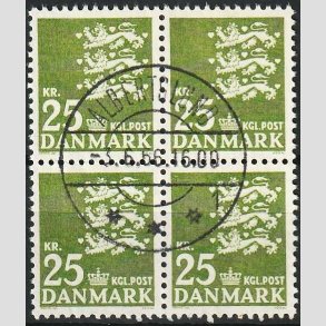 FRIMRKER DANMARK | 1962 - AFA 402 - Rigsvben 25 Kr. grn i 4-blok - Pragt Stemplet Albertslund