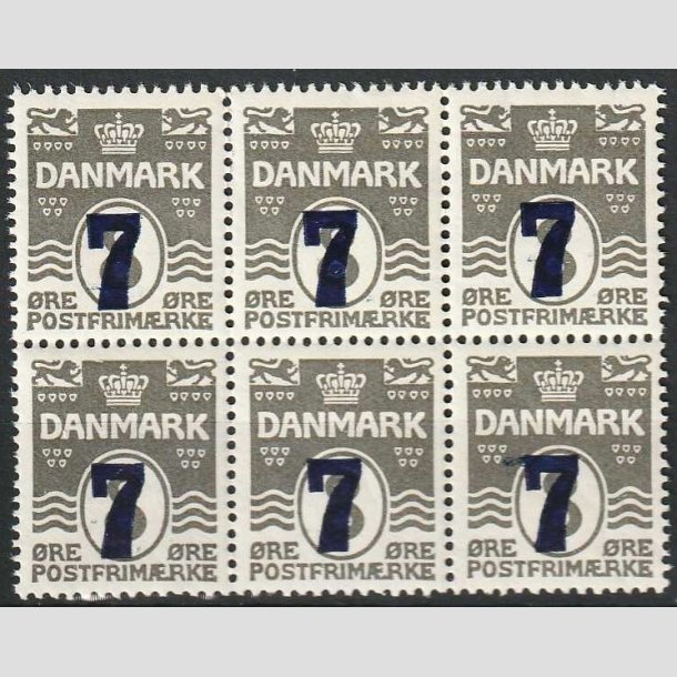 FRIMRKER DANMARK | 1926 - AFA 157 - 7/8 re gr provisorier i 6-blok - Postfrisk
