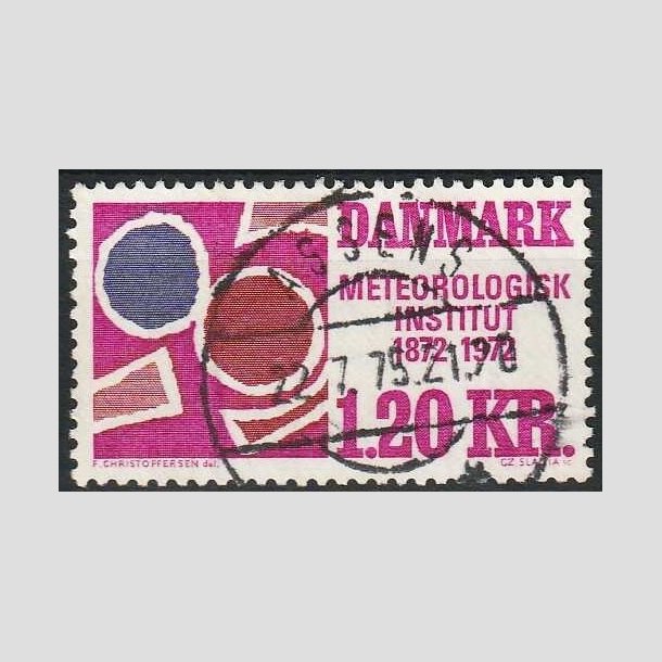 FRIMRKER DANMARK | 1972 - AFA 523 - Meterologisk Institut 100 r - 1,20 Kr. rdviolet/rdbrun/bl - Lux Stemplet Assens