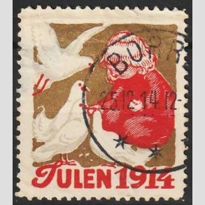 JULEM�RKER DANMARK | 1914 - Barn og Duer - Stemplet