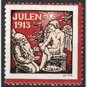 JULEM�RKER DANMARK | 1913 - Juleengel og nisse - Postfrisk