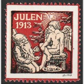 JULEM�RKER DANMARK | 1913 - Juleengel og nisse - Postfrisk